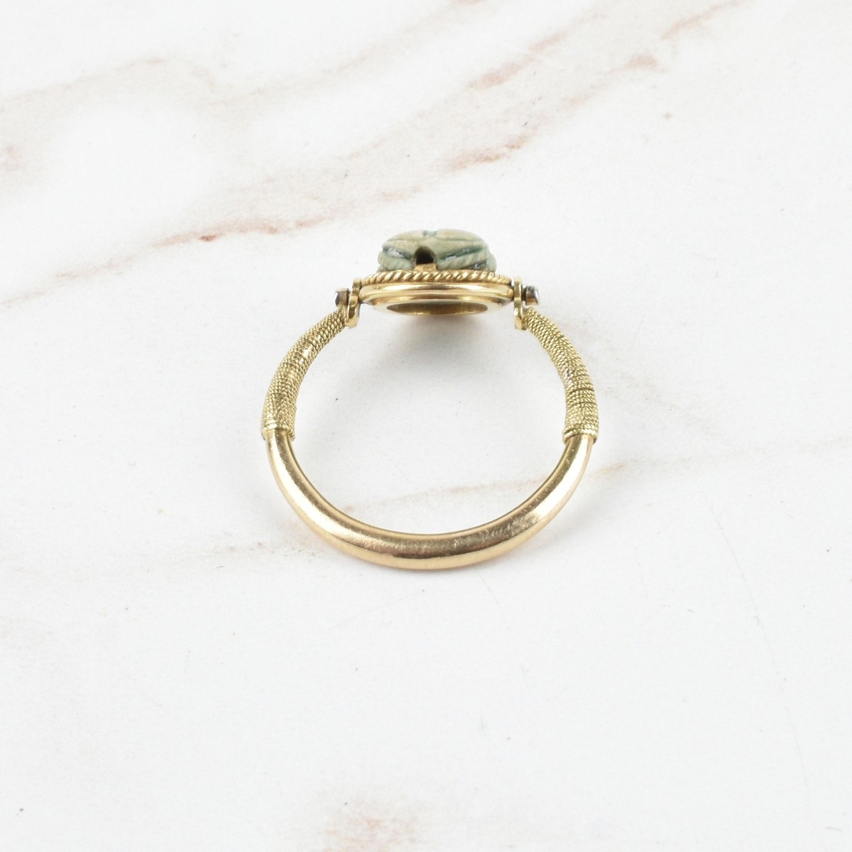 Egyptian Faience Scarab and 14K Ring