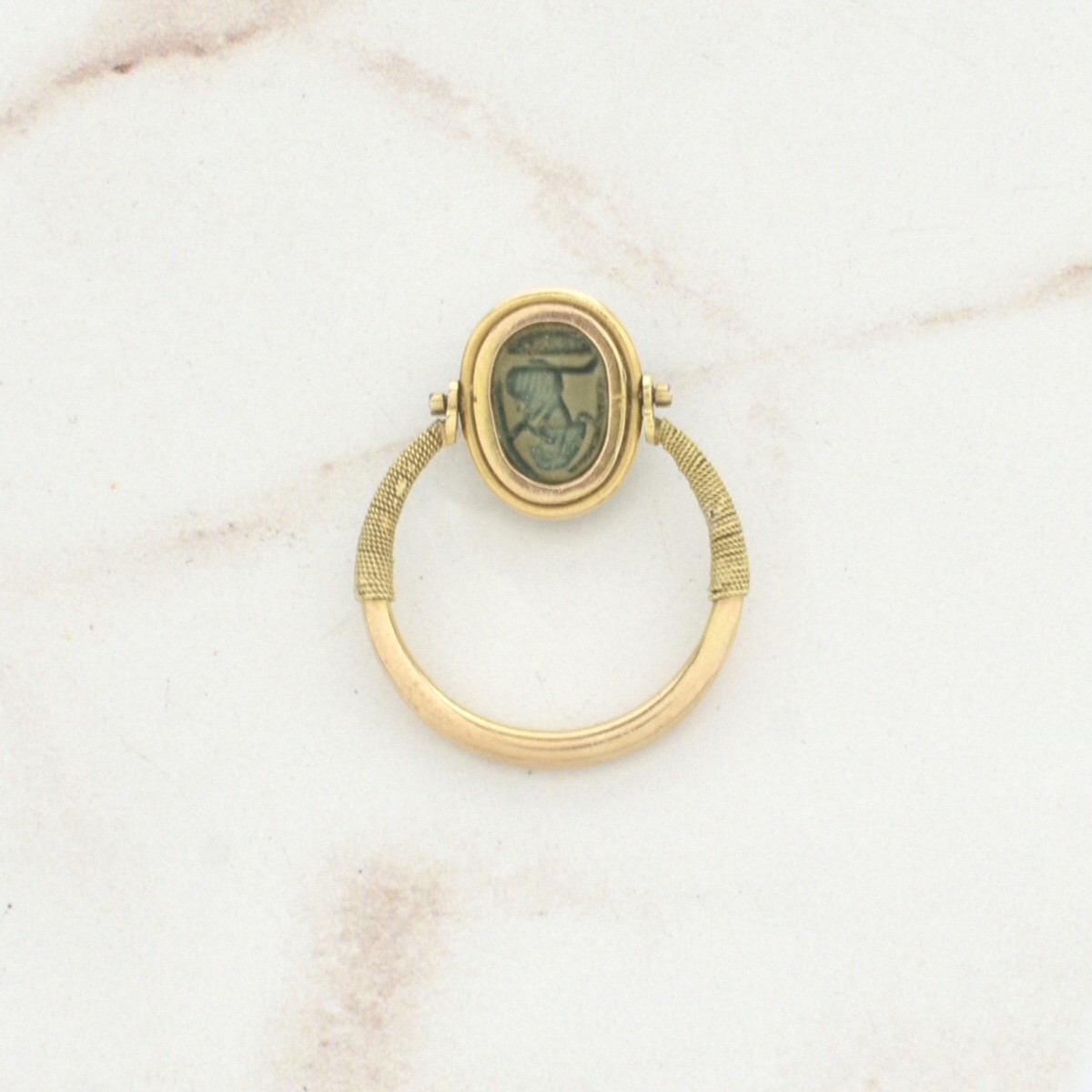 Egyptian Faience Scarab and 14K Ring