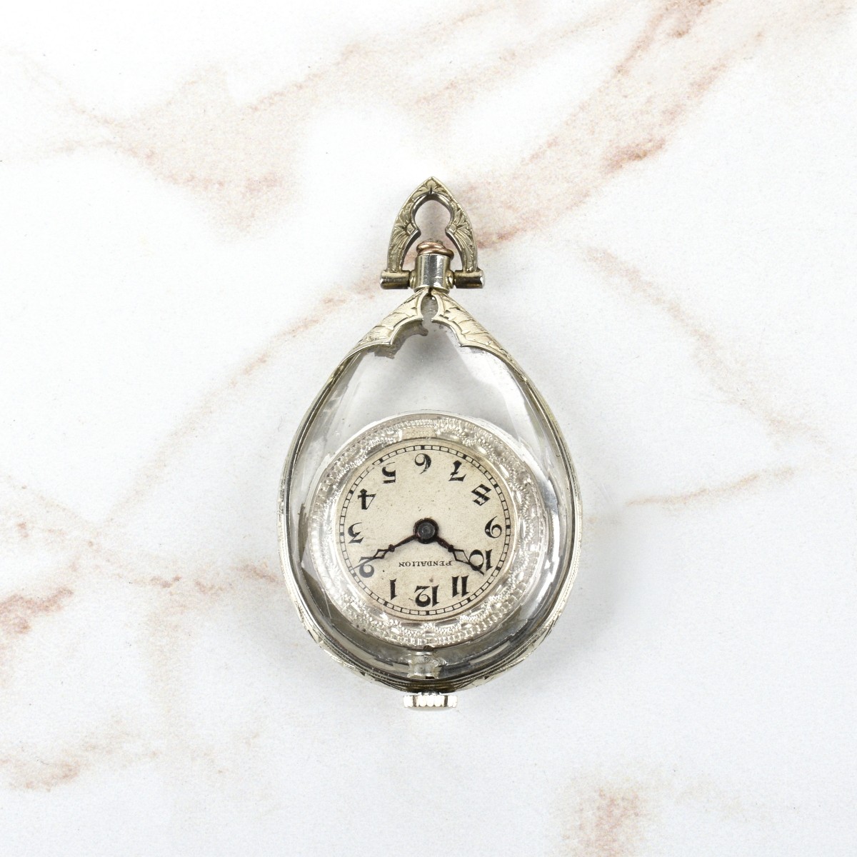 Pendalion 14K and Crystal Pendant Watch