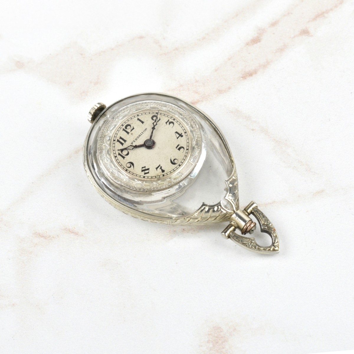 Pendalion 14K and Crystal Pendant Watch