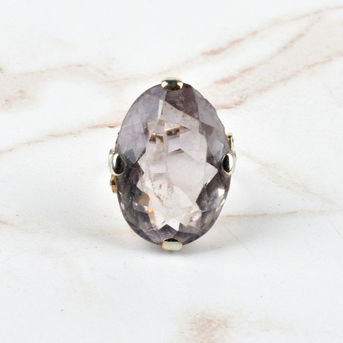 Amethyst, Diamond and 14K Ring