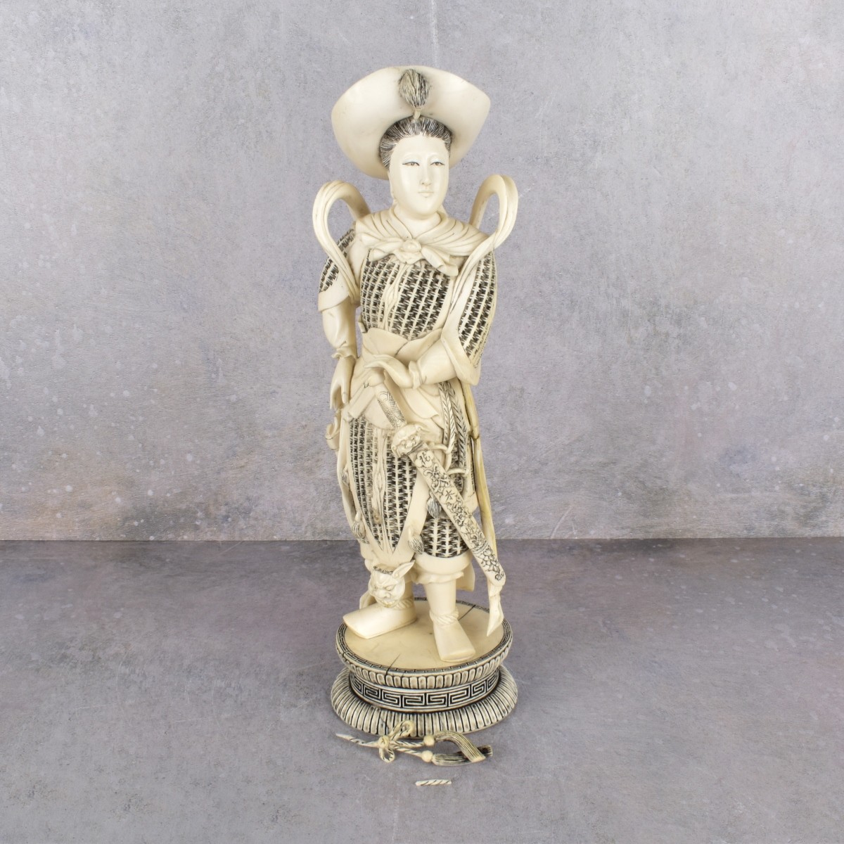 Vintage Chinese Carved Polychrome Figure
