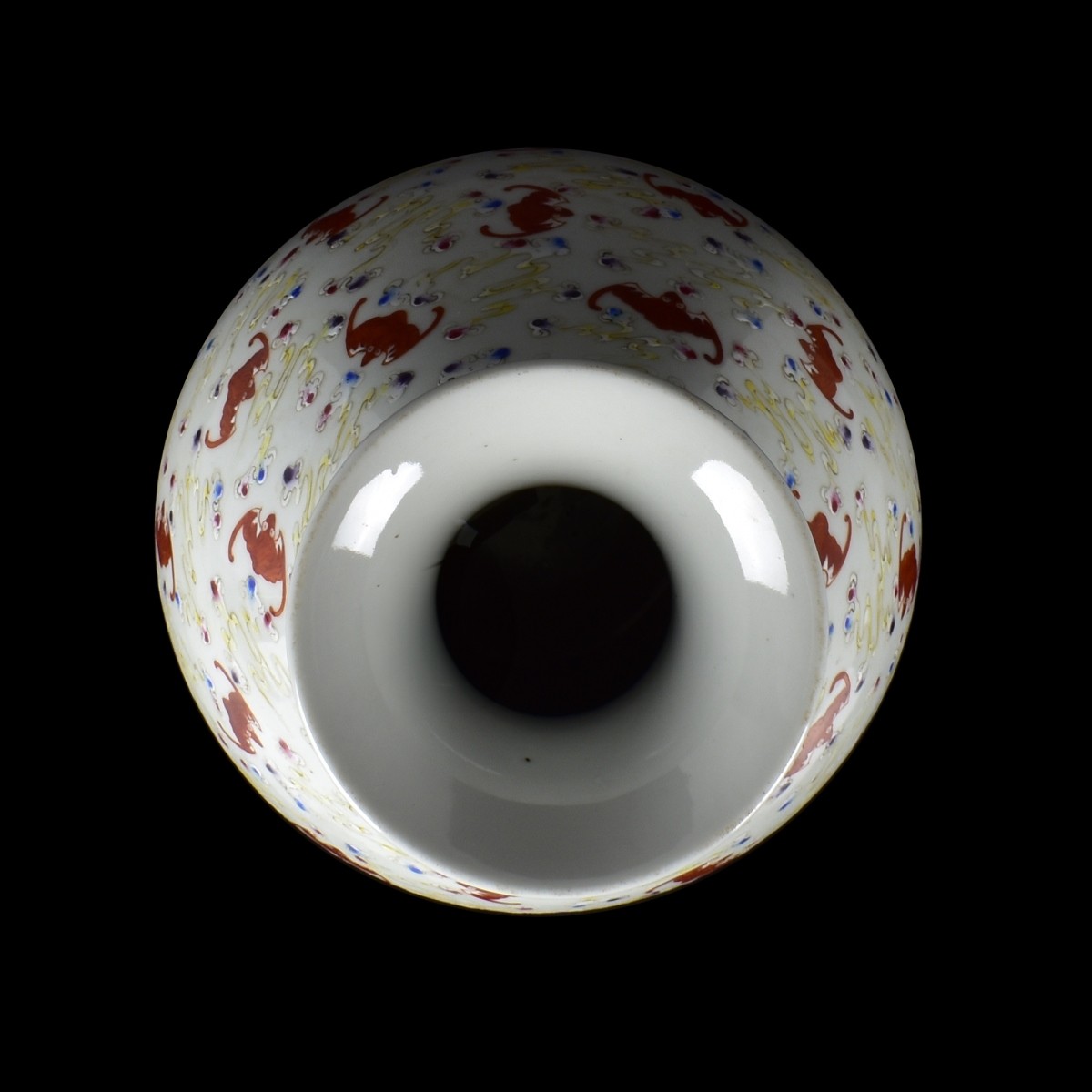 Large Chinese Famille Rose Fu Bats Vase