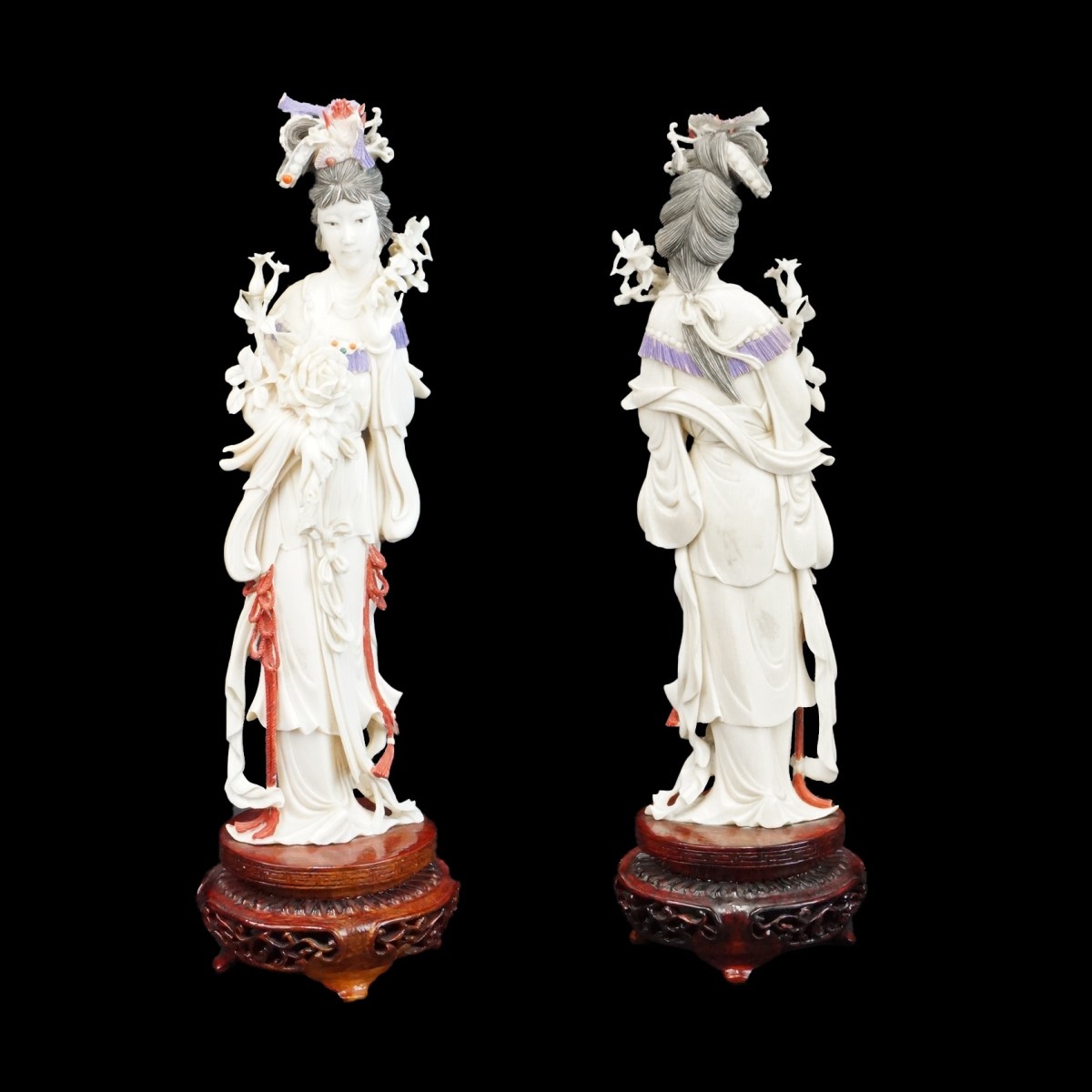 Antique Chinese Polychrome and Carved Guanyin