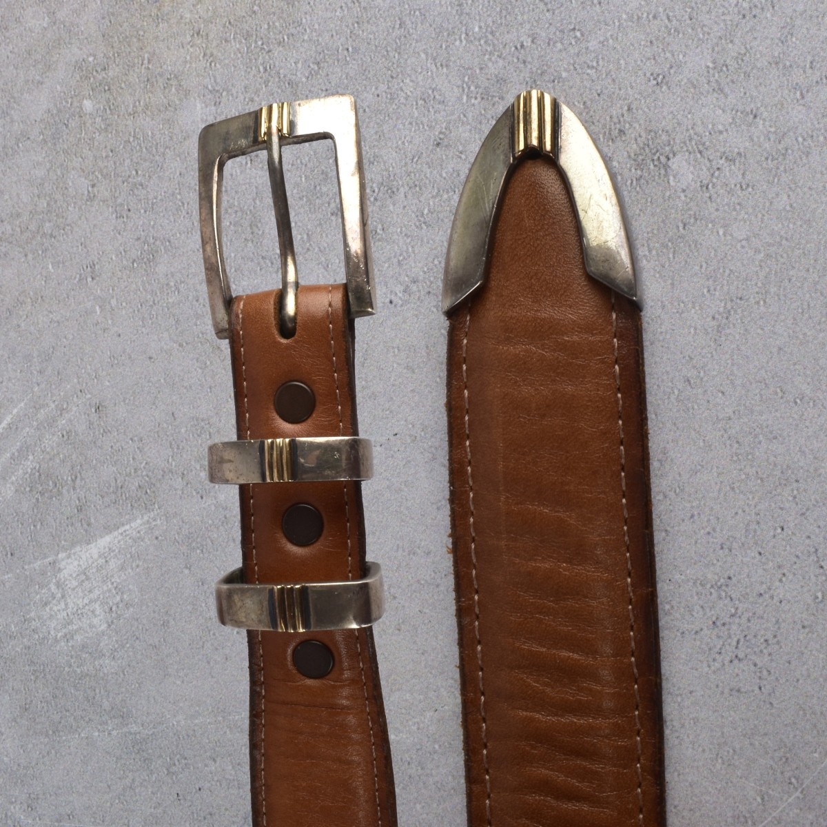 Two (2) Designer Leather Belts with Sterling