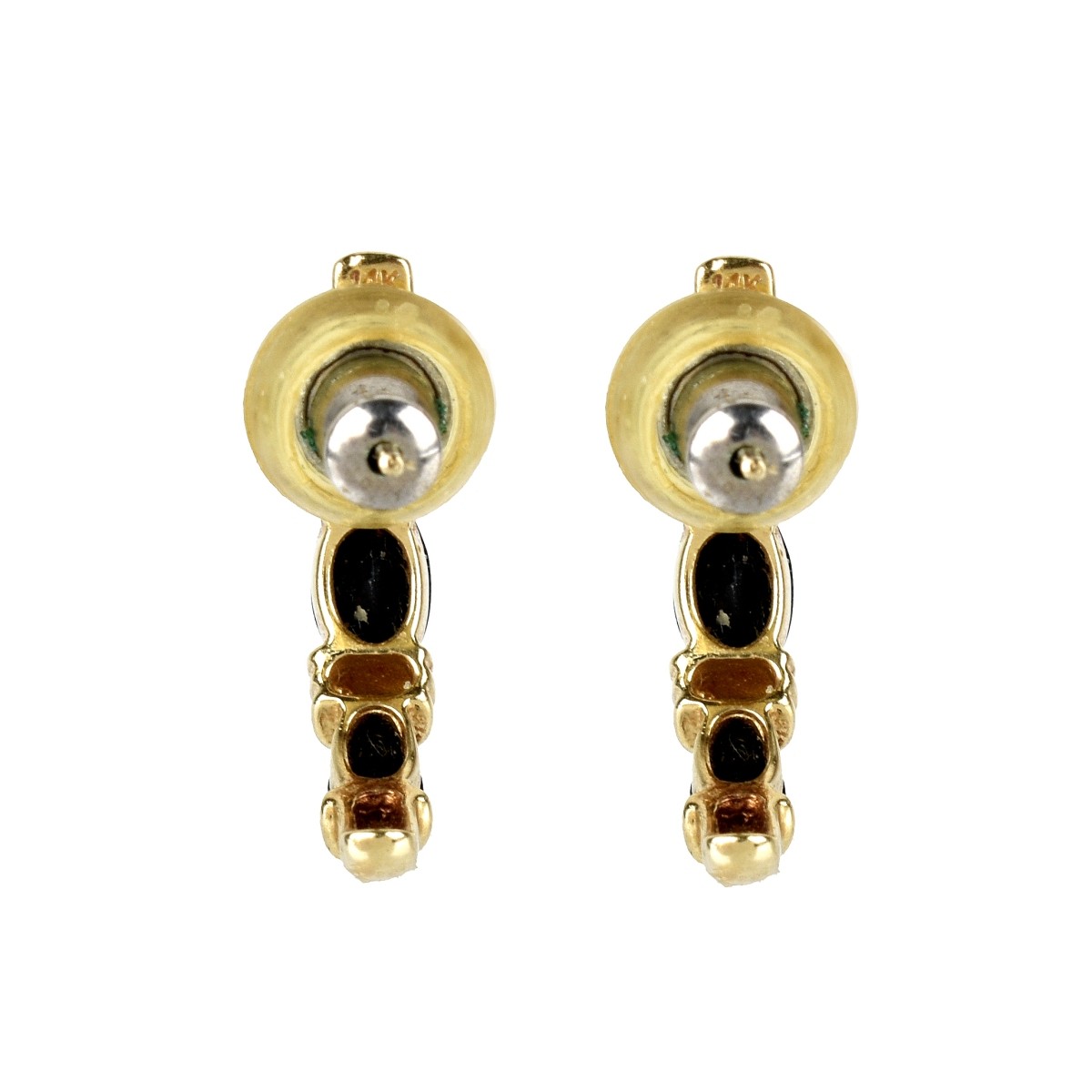 Onyx, Diamond and 14K Earrings