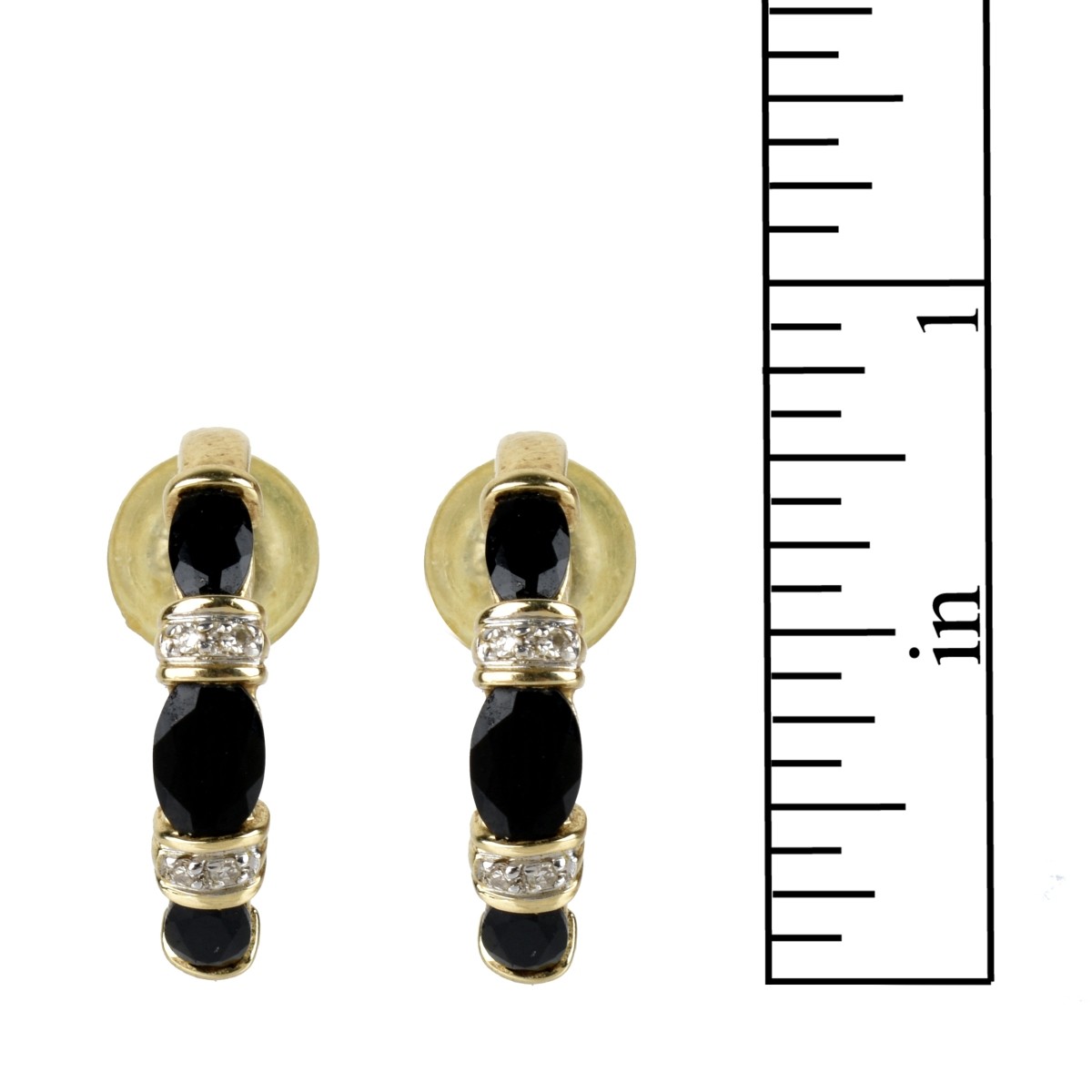 Onyx, Diamond and 14K Earrings