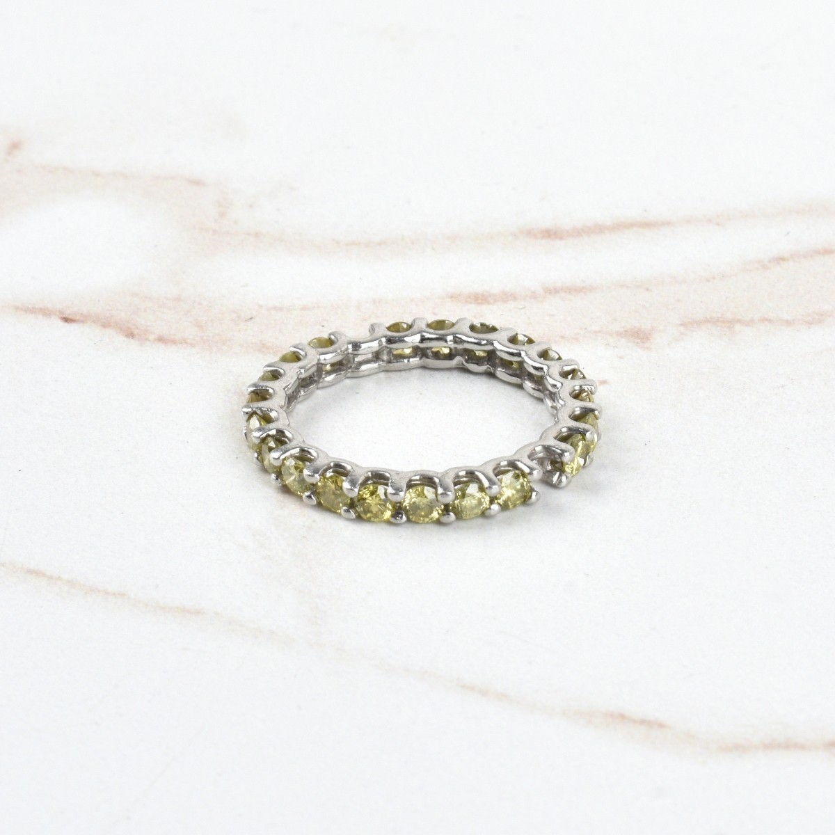 Fancy Diamond and Platinum Ring
