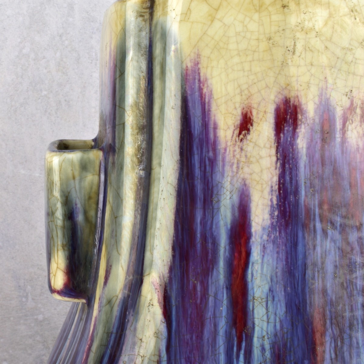 Chinese Flambe-Glazed Fanghu Shape Vase