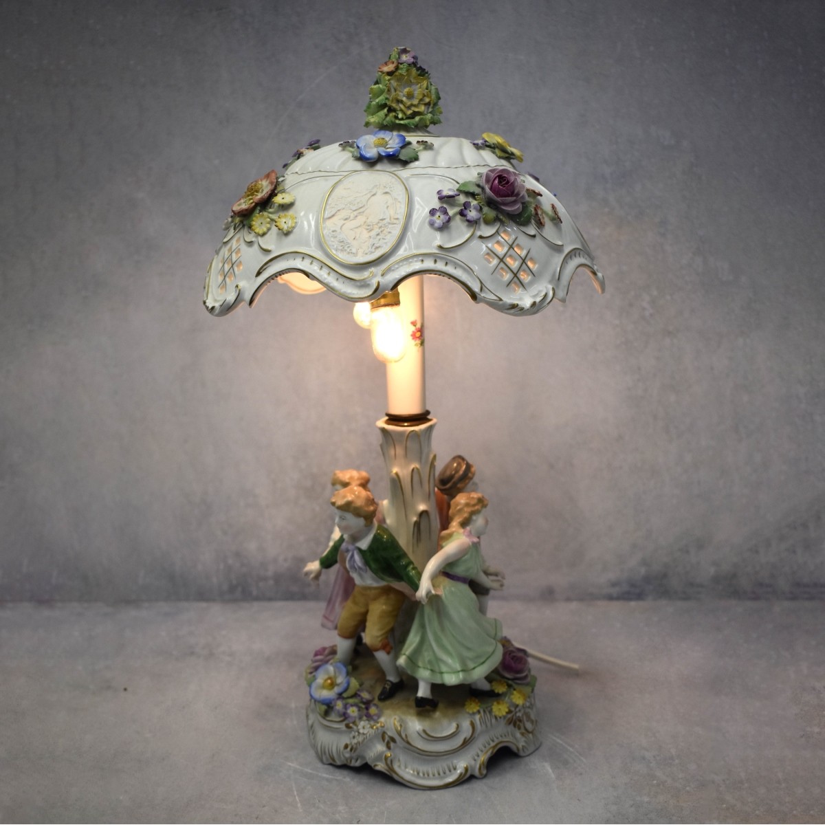 Antique Dresden Lithophane Lamp
