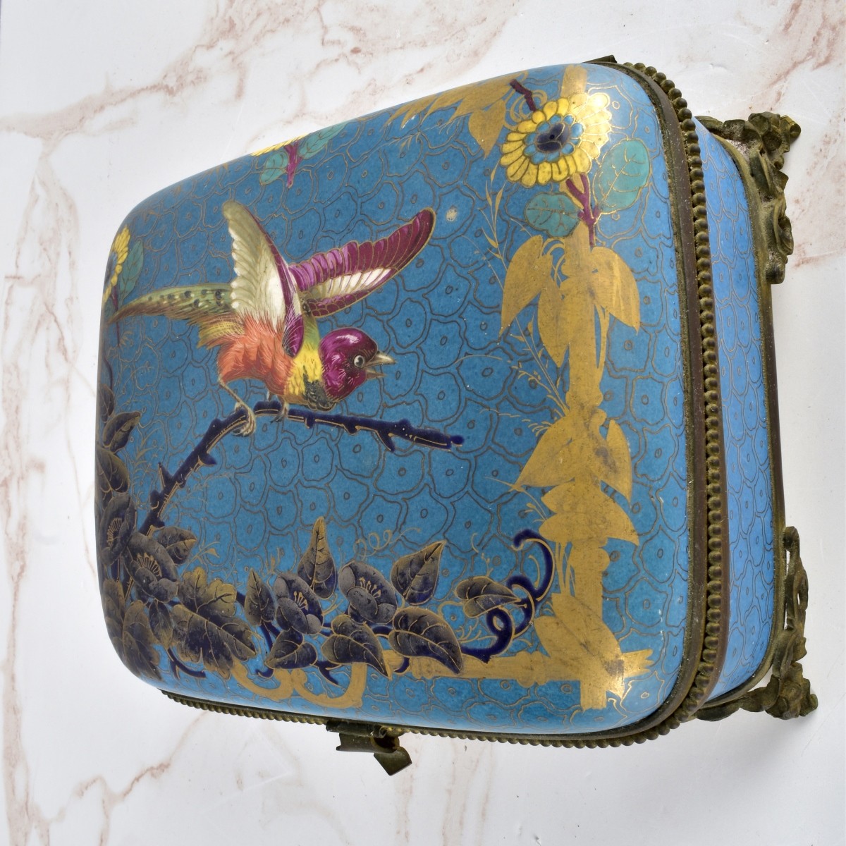 Antique French Enamel Porcelain Bronze Box