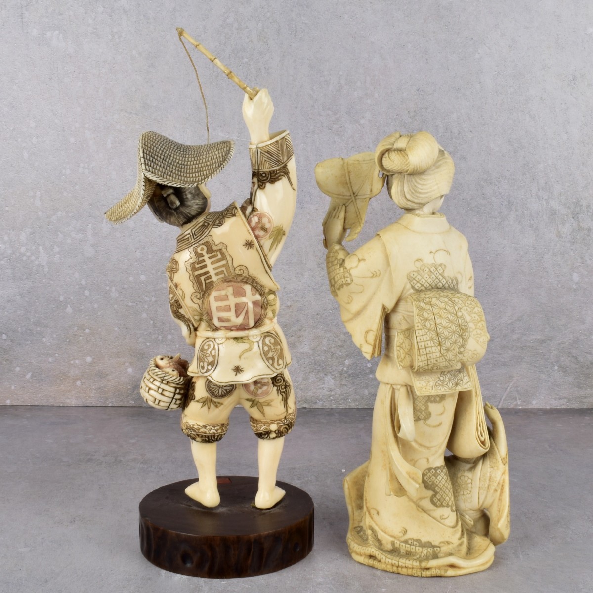 Vintage Chinese Carved and Polychromed Figures