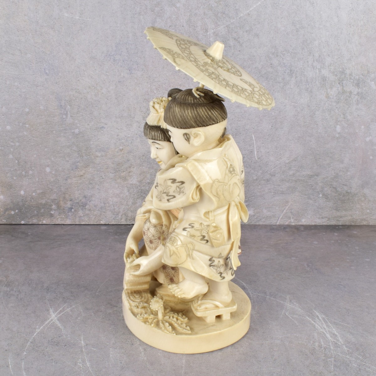 Vintage Japanese Carved Polychromed Figurine
