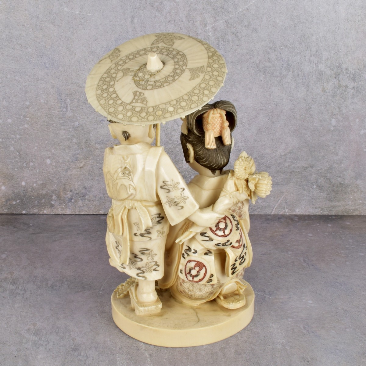 Vintage Japanese Carved Polychromed Figurine