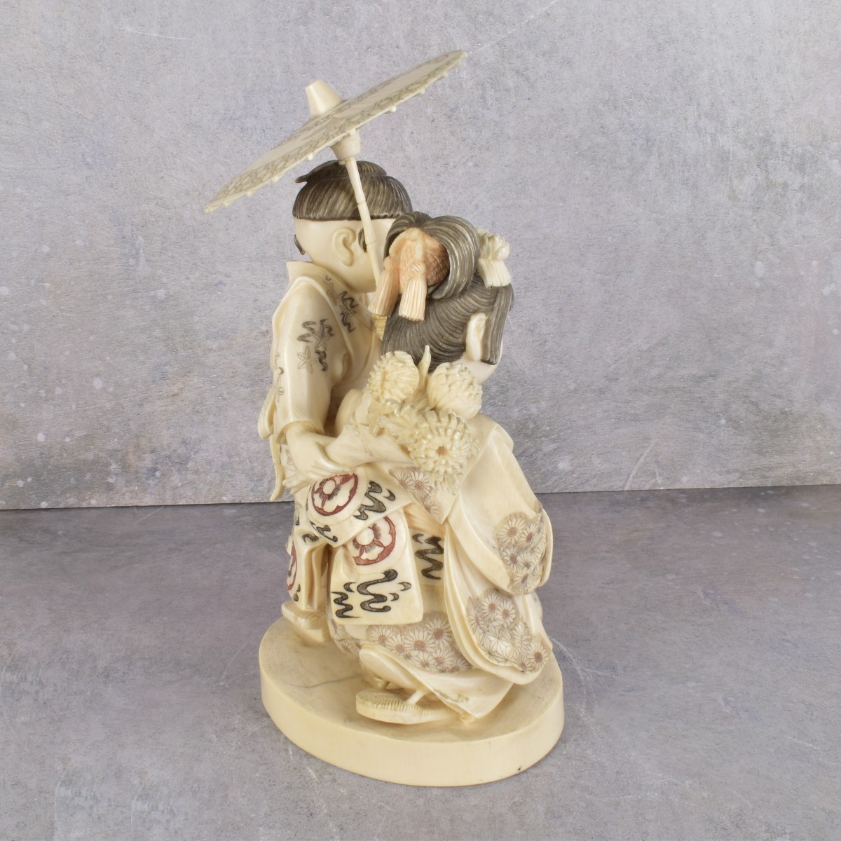 Vintage Japanese Carved Polychromed Figurine