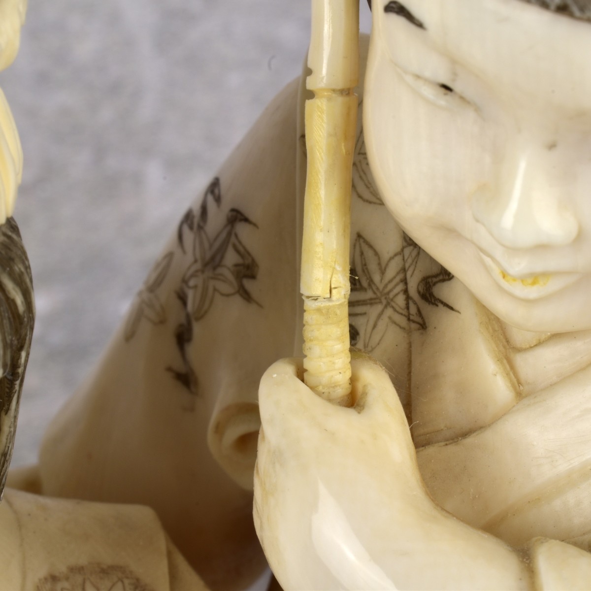 Vintage Japanese Carved Polychromed Figurine