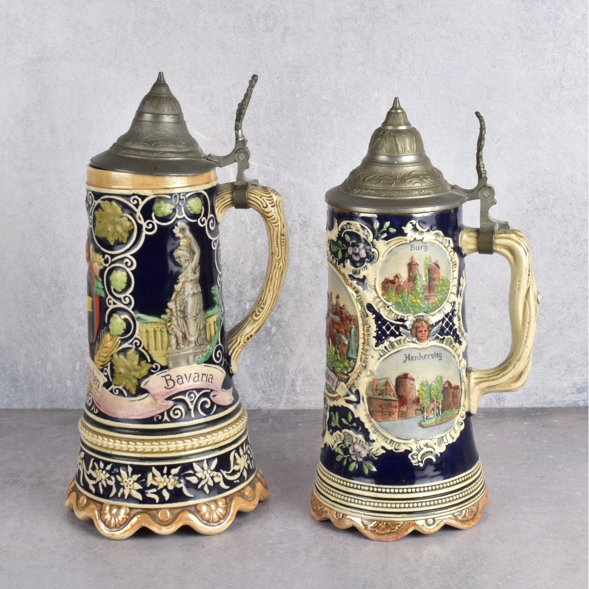 Vintage Swiss Thorens Musical Steins