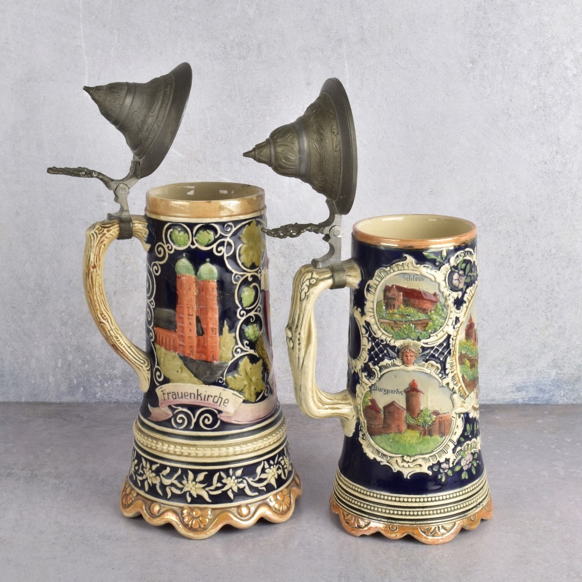 Vintage Swiss Thorens Musical Steins