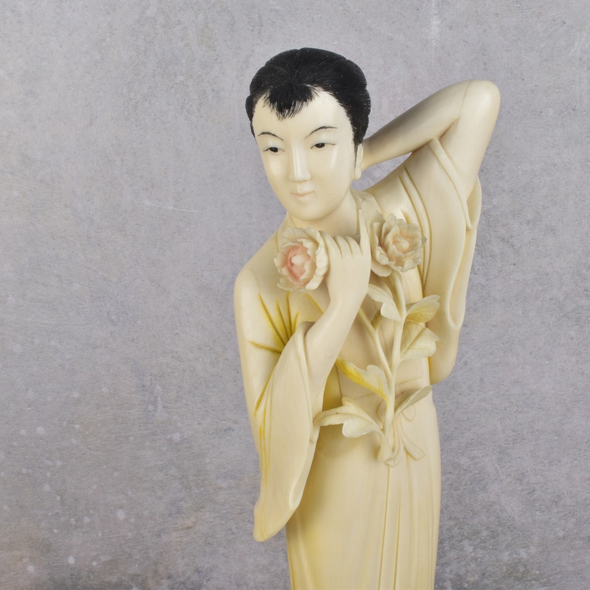 Antique Japanese Carved Polychromed Figure