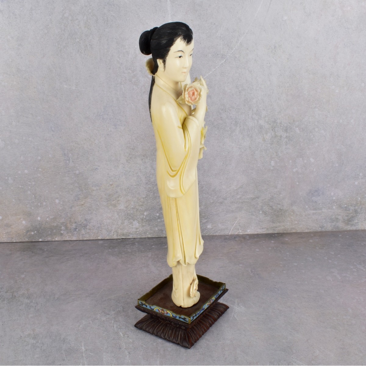 Antique Japanese Carved Polychromed Figure