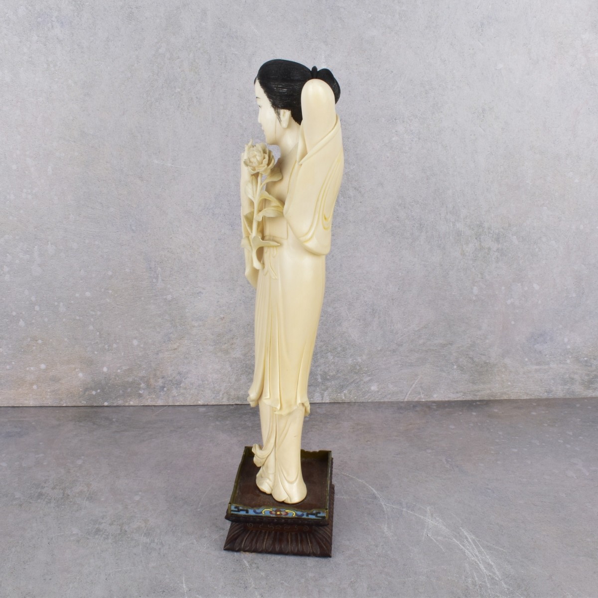 Antique Japanese Carved Polychromed Figure