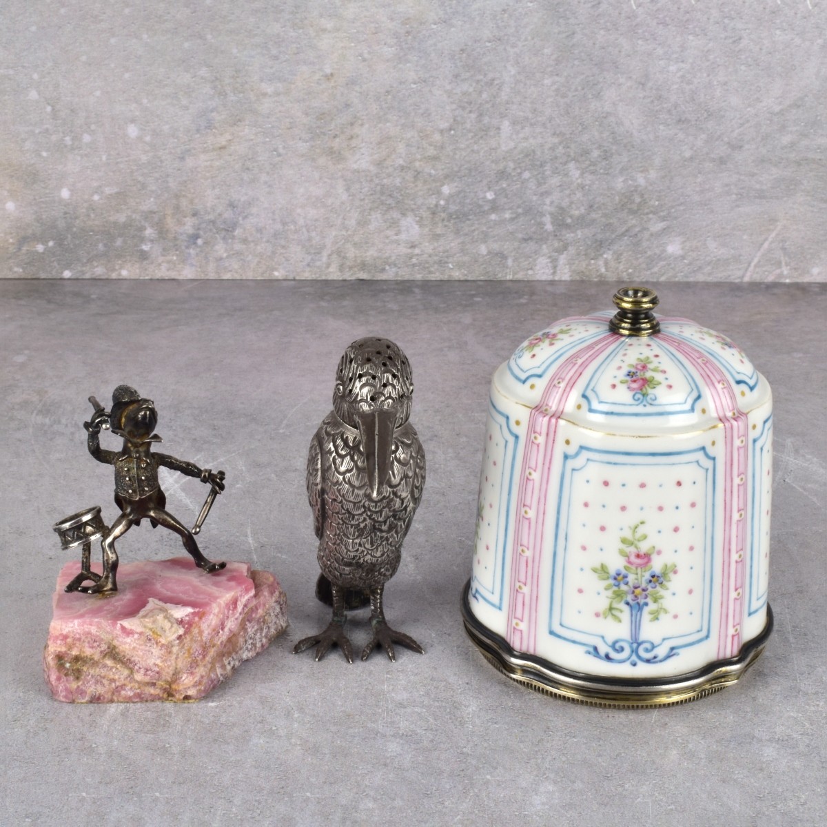 Three Sterling and Porcelain Items.