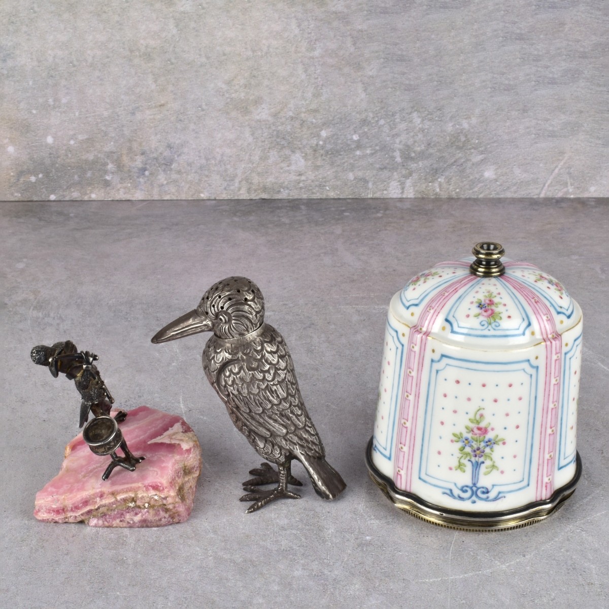 Three Sterling and Porcelain Items.