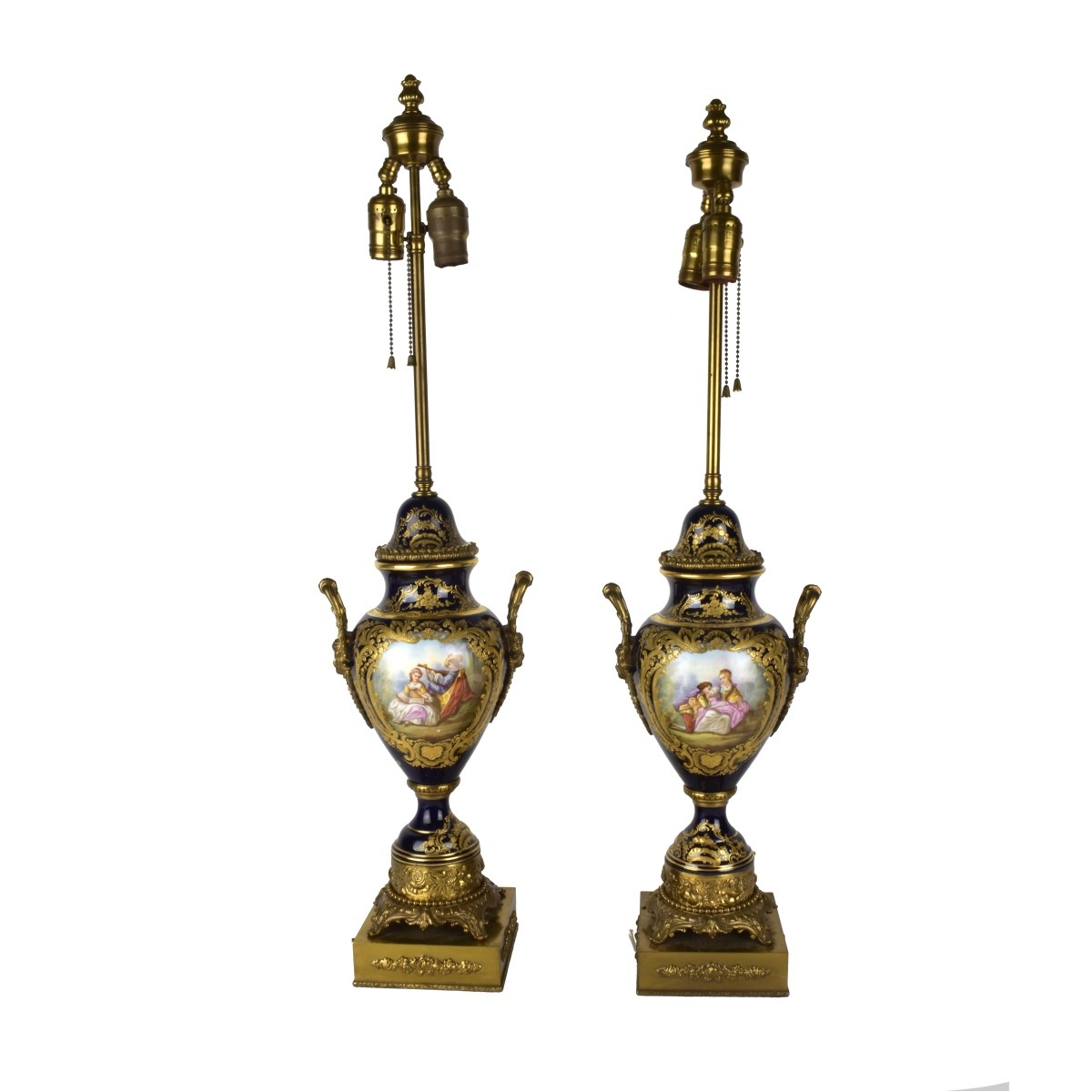 Pair Sevres Lamps with Bronze Mounts