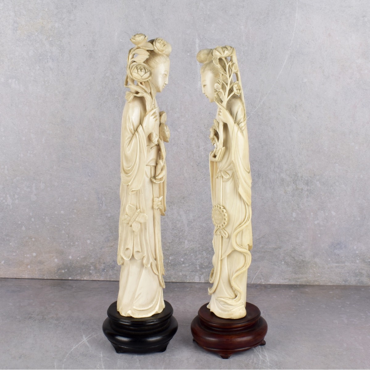 Vintage Chinese Carvings of Standing Women