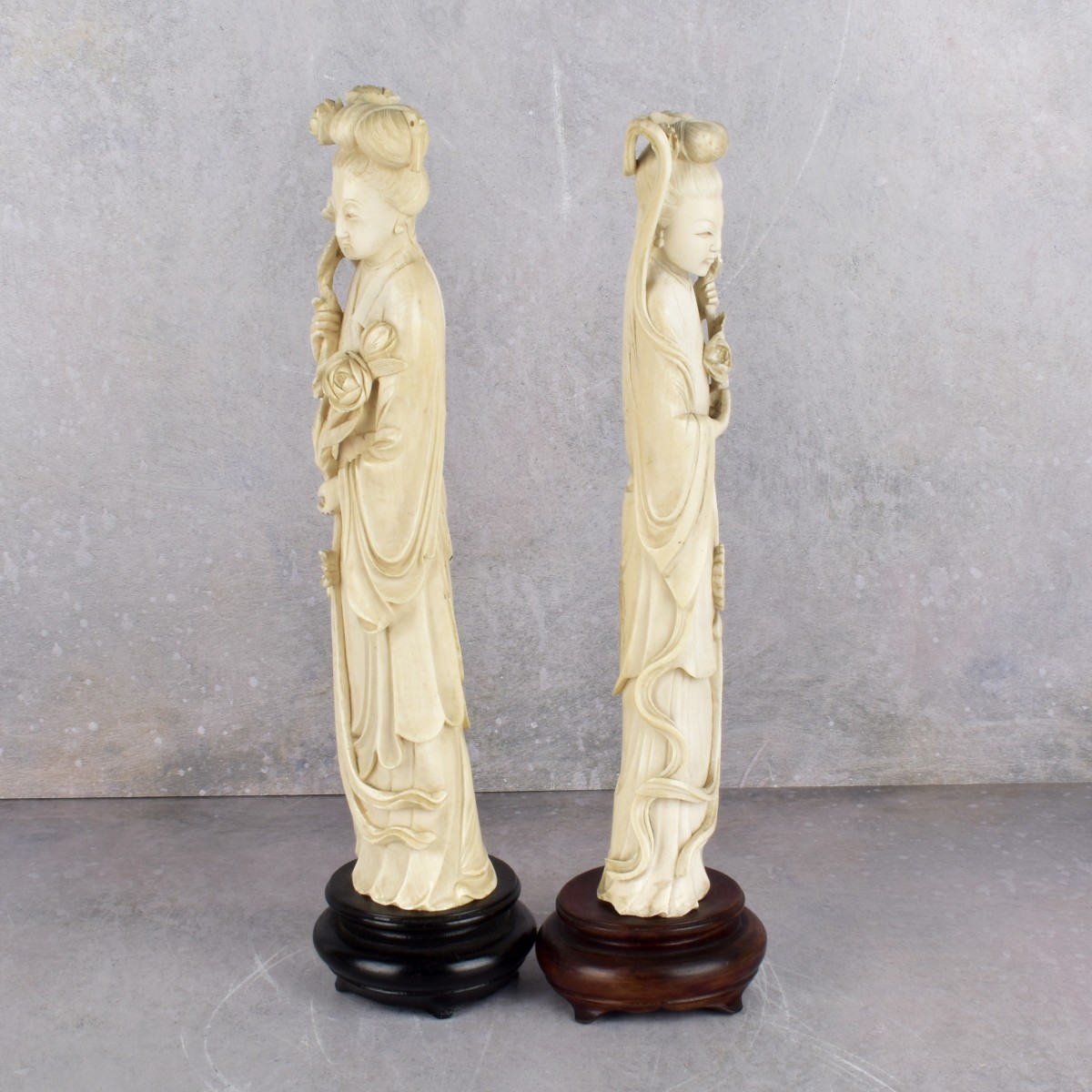 Vintage Chinese Carvings of Standing Women