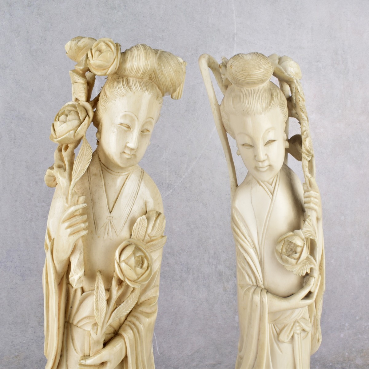 Vintage Chinese Carvings of Standing Women