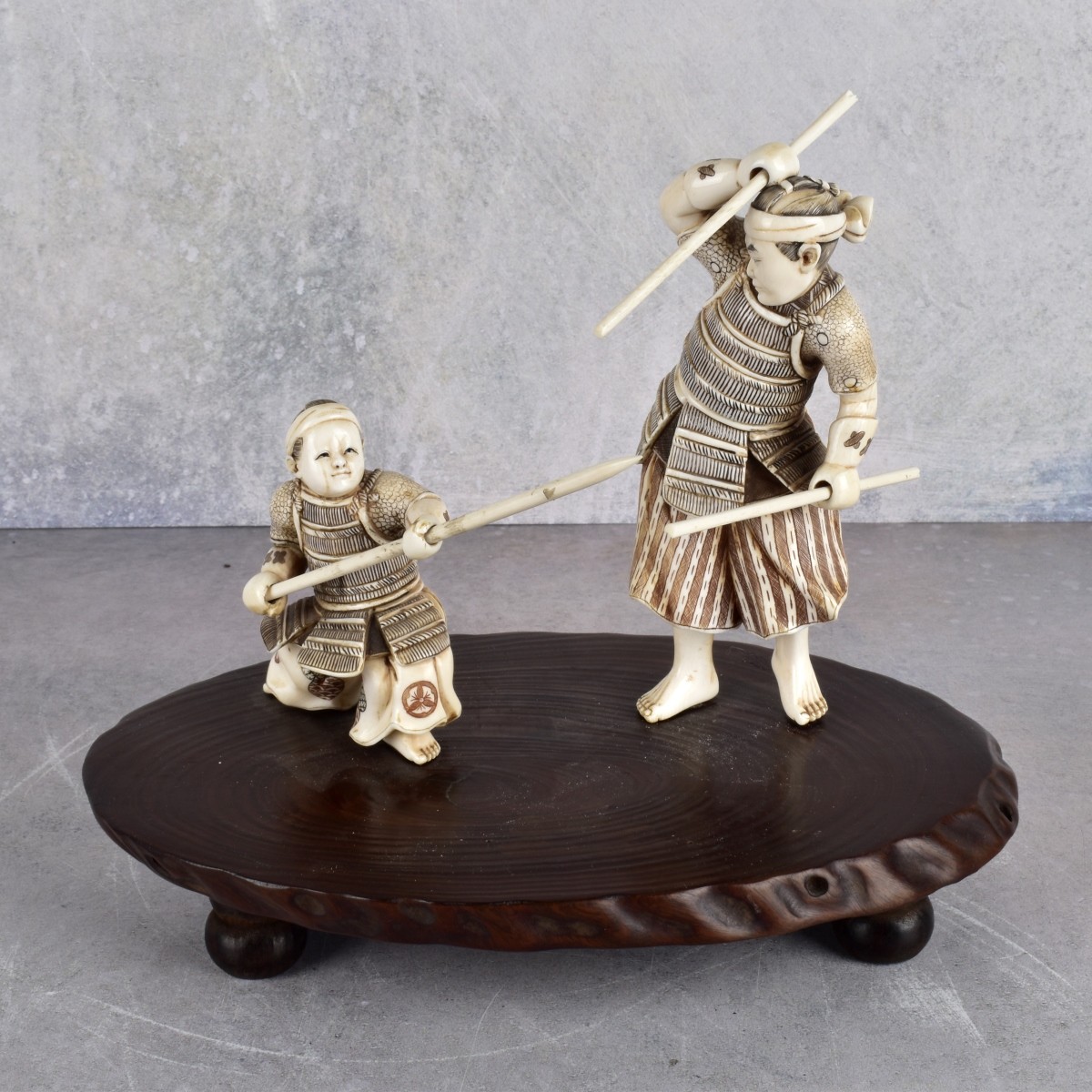 Vintage Japanese Carved Samurai Figurine