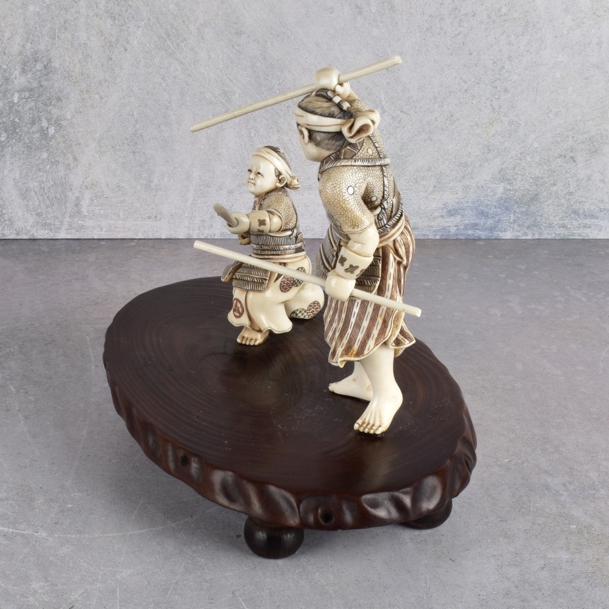 Vintage Japanese Carved Samurai Figurine