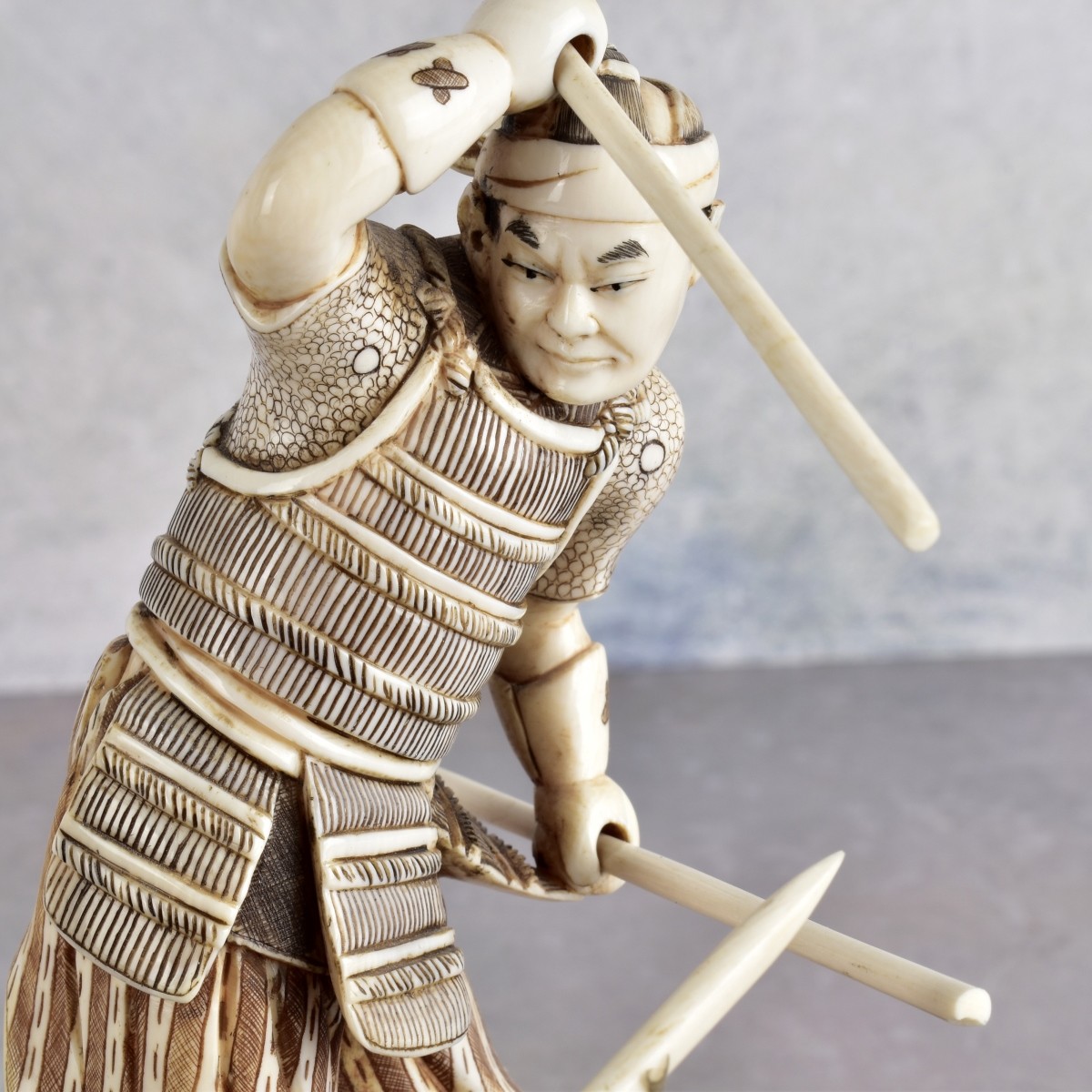 Vintage Japanese Carved Samurai Figurine