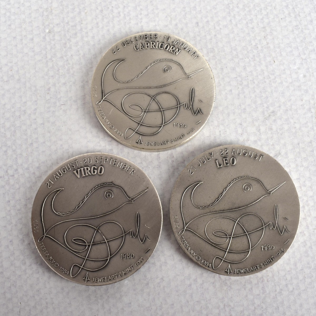 Salvator Dali Silver Zodiac Tokens