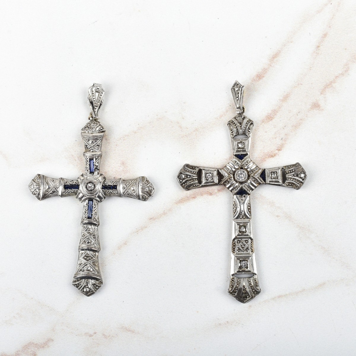 14K and Diamond Cross Pendants