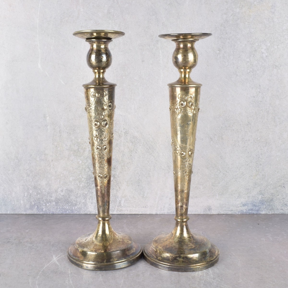 Pair of Belle Epoch Sterling Silver Candlesticks
