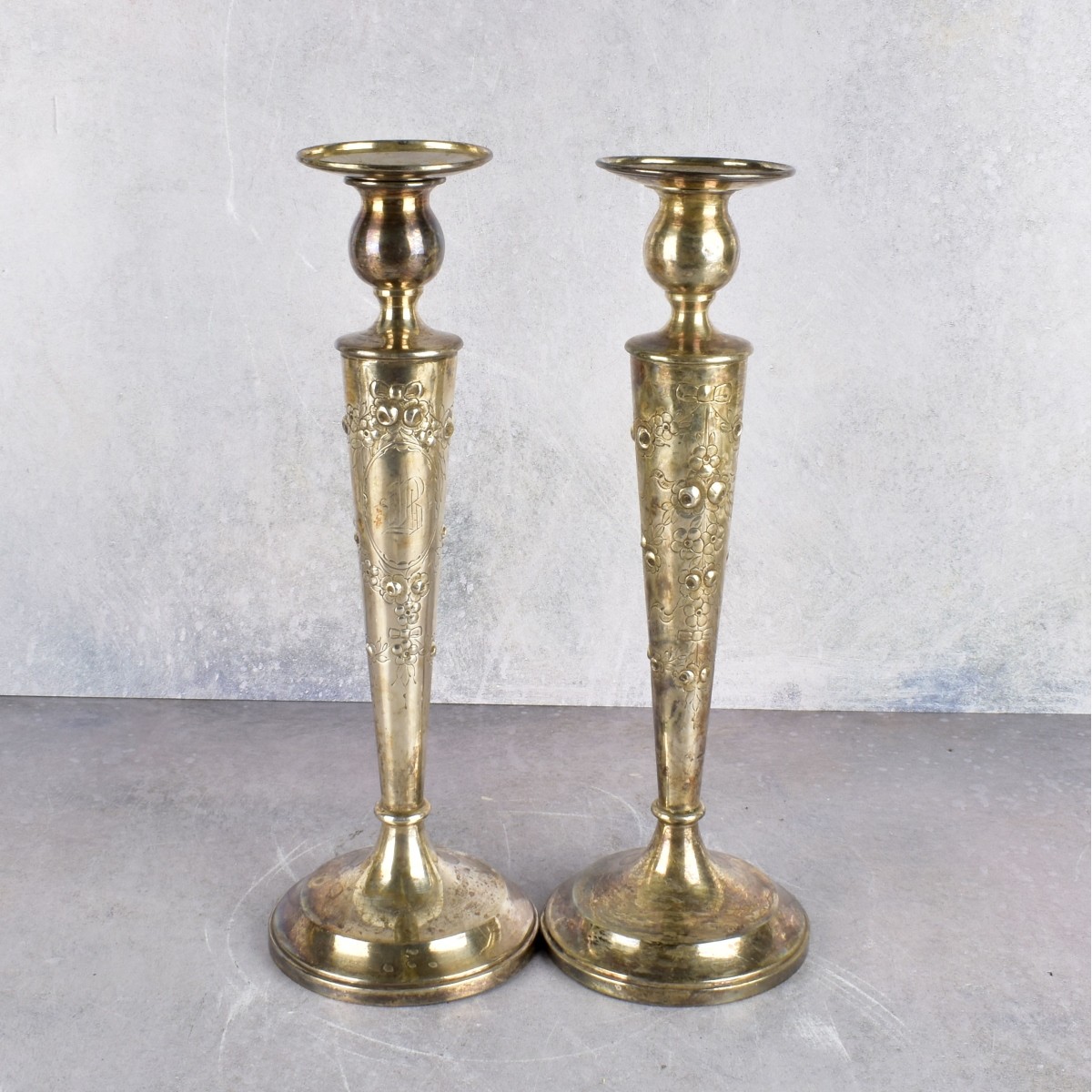 Pair of Belle Epoch Sterling Silver Candlesticks