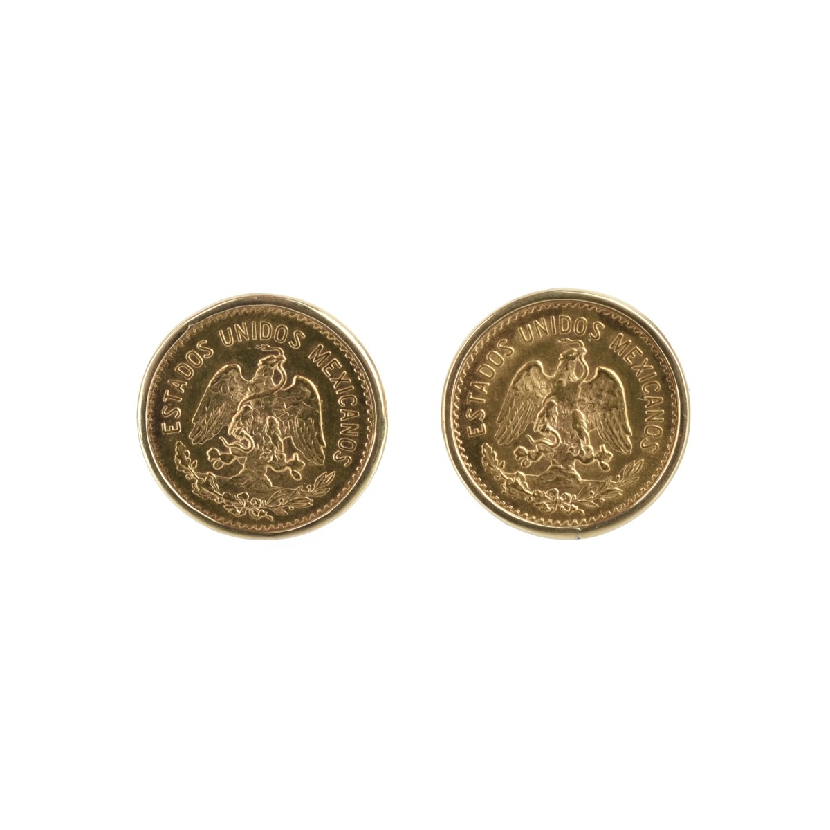 Mexican Gold Coin and 14K Cufflinks.