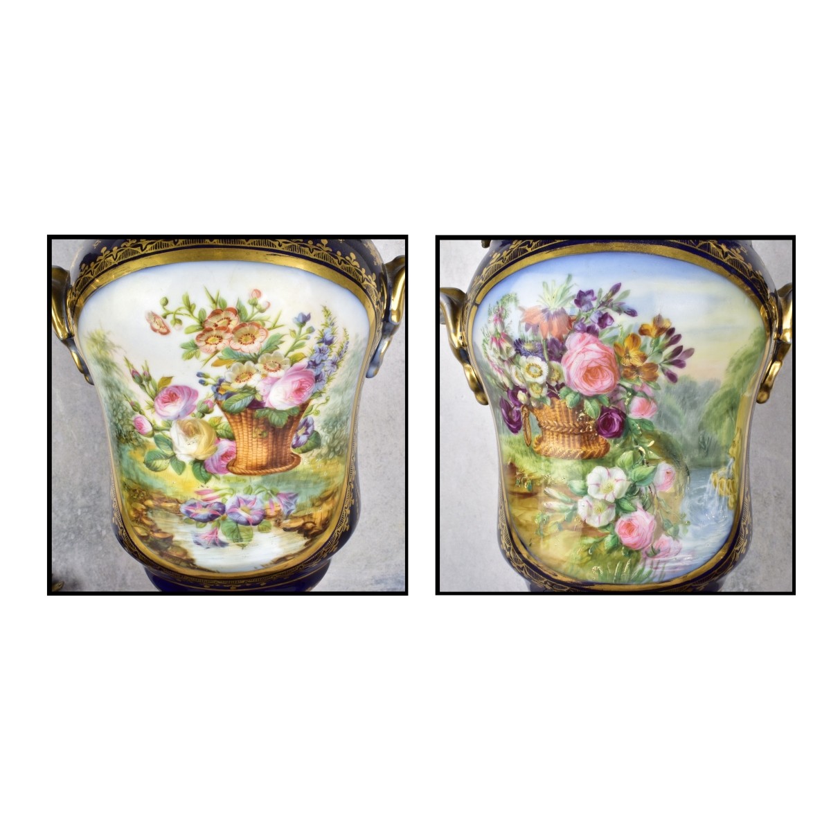Antique Pair of Old Paris Porcelain Table Lamps