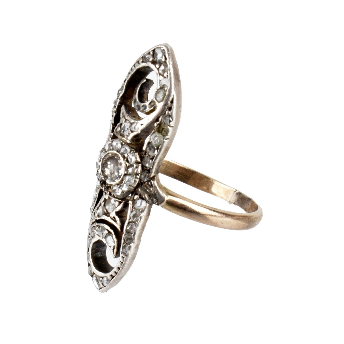 Russian Diamond, 14K and Silver Ring