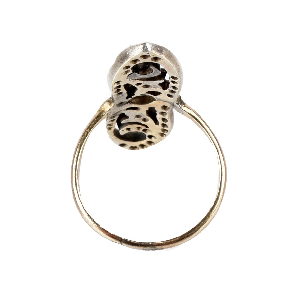Russian Diamond, 14K and Silver Ring