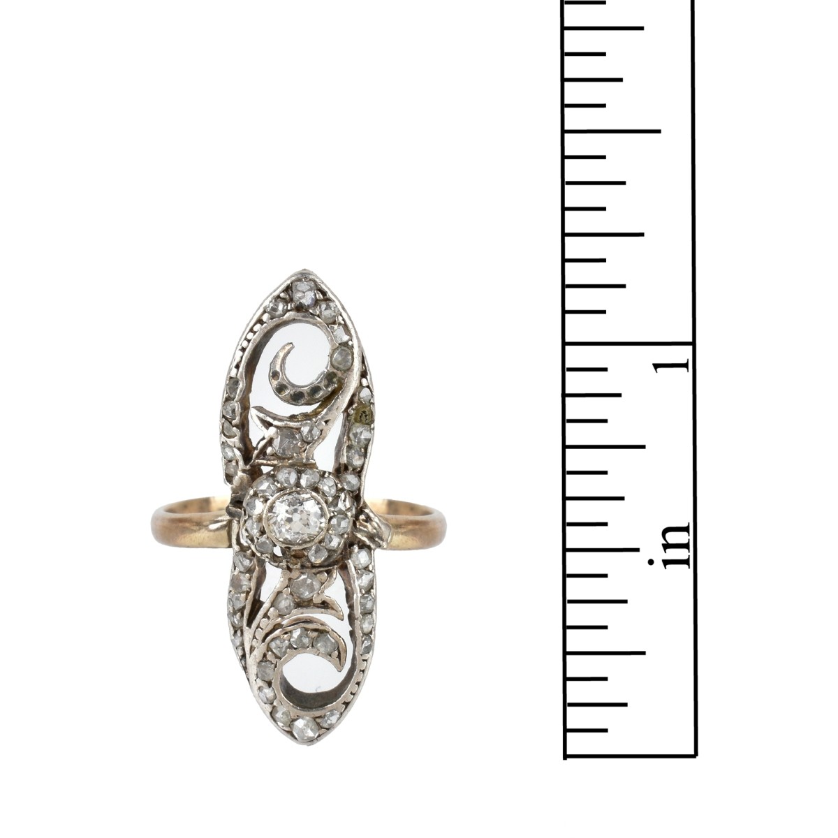 Russian Diamond, 14K and Silver Ring
