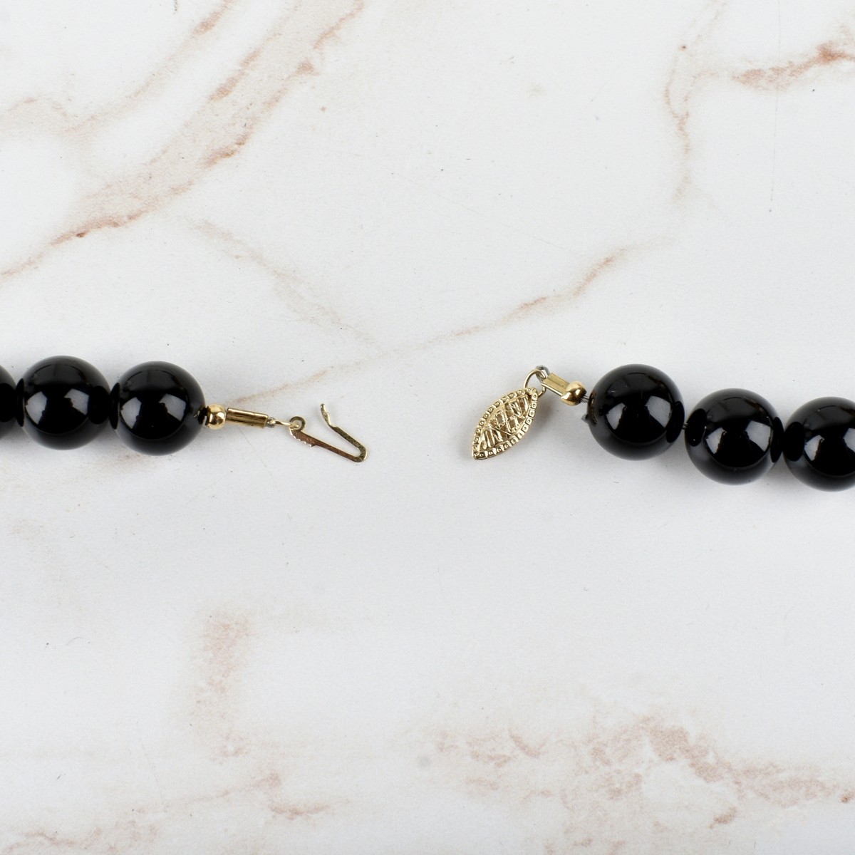 Black Onyx, Crystal and 14K Necklace