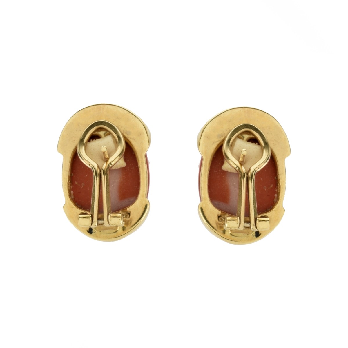 Coral, Diamond and 18K Earrings