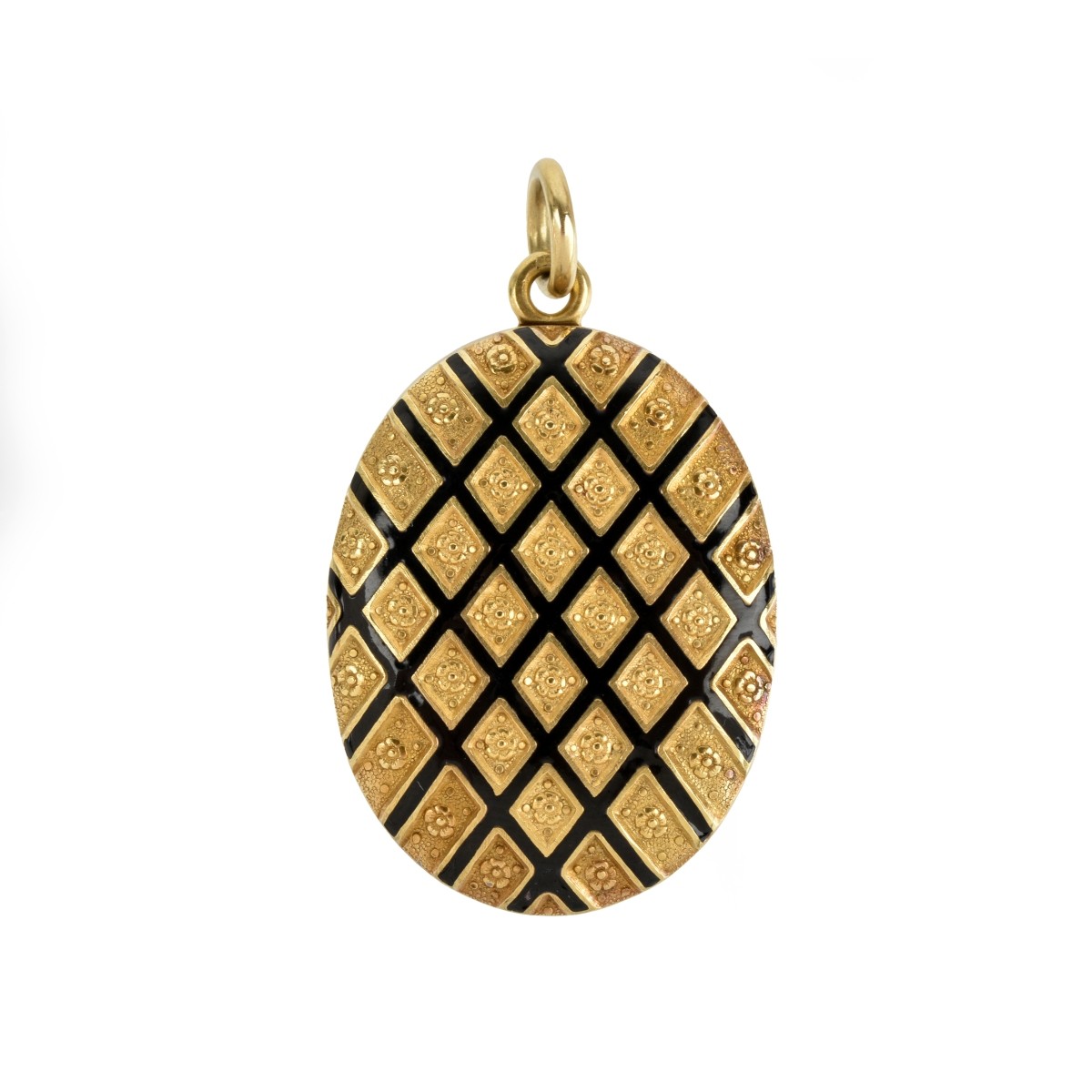 15K and Enamel Locket Pendant