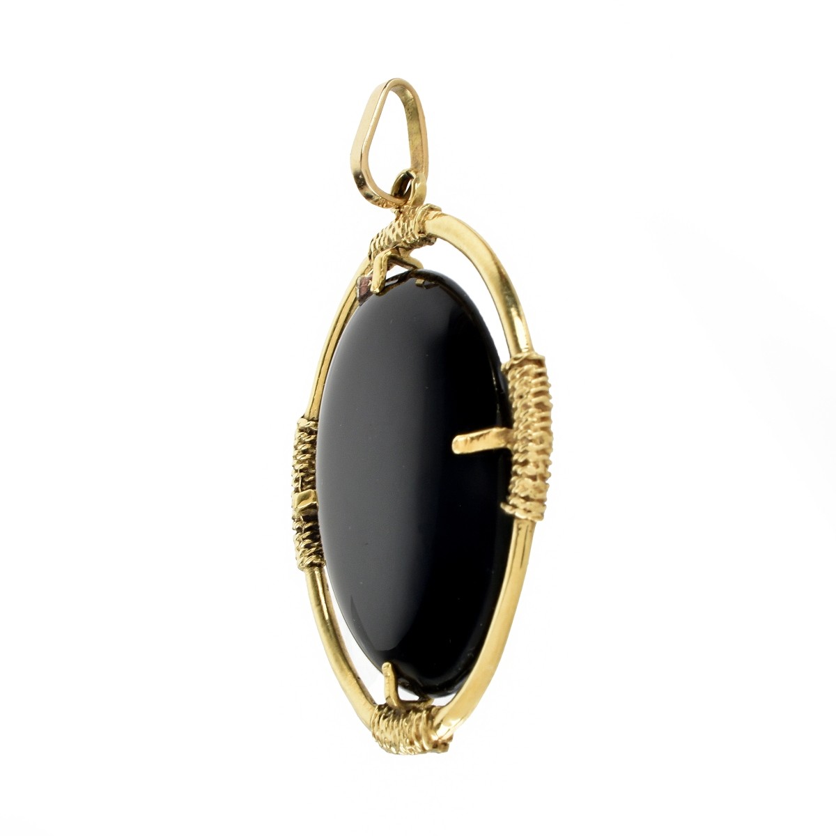 Black Onyx and 14K Pendant