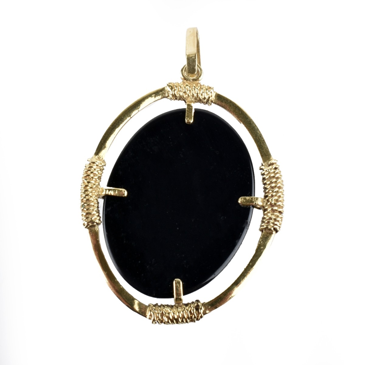 Black Onyx and 14K Pendant
