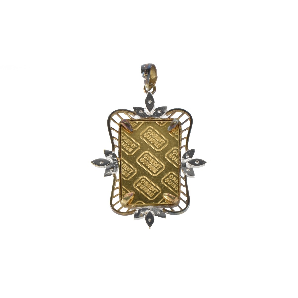 Gold Ingot, Diamond and 14K Pendant