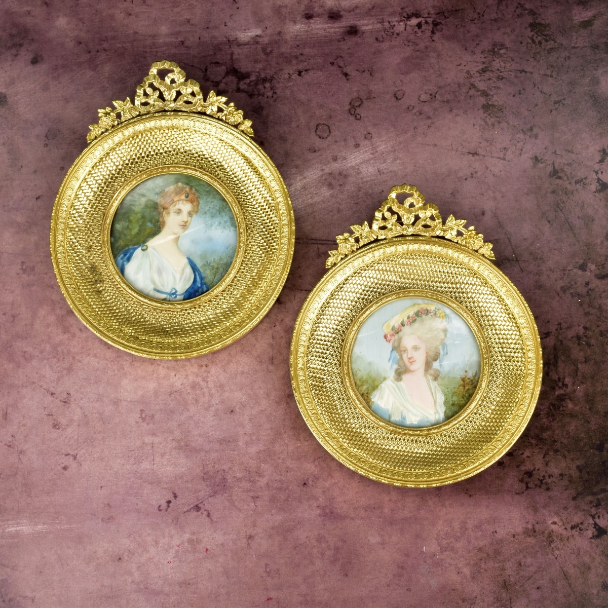Pair of Victorian Style Miniature Portraits